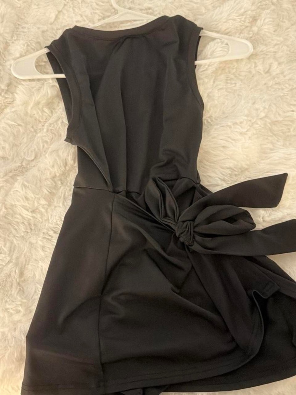 One-Shoulder Black Dress with Side Knot Detail